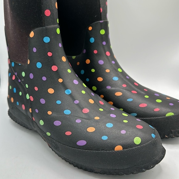 Western Chief black polka dot rain boots, size 6 - Picture 1 of 11